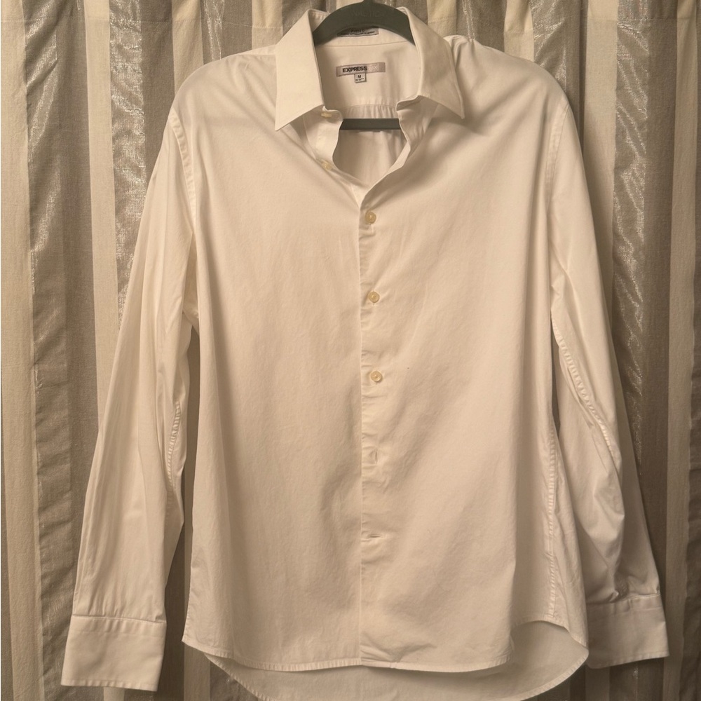 Express Men's White Fitted Dress Shirt, size M 15-15.5